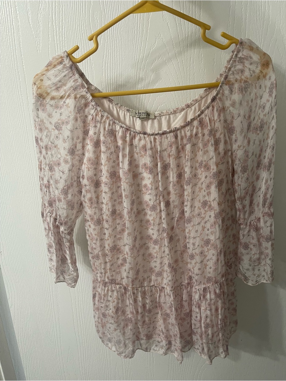 Via Signoria silk Floral Peasant Blouse